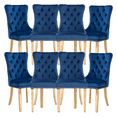 thumbnail image 1 of Dining Room Chairs with Velvet Fabric Dining Chairs with Golden Stainless Steel Plating Legs, Backrest and Button Velvet Fabric Design,Luxury Home Furniture for Dining Room(Blue Set of 8), 1 of 11