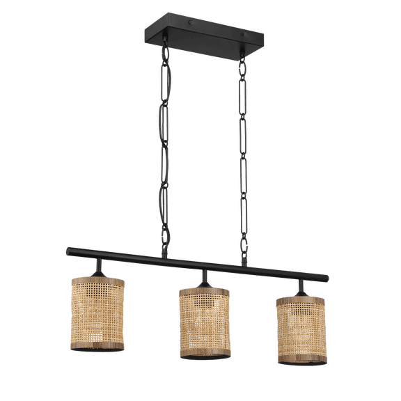 Dining Room Chandeliers Elysian Three Lights Island With Natural Rattan Shade Farmhouse Chain Ceiling Lamp,Dining Table Lights