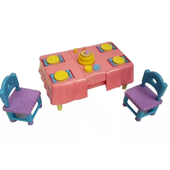 Dining Room Kitchen Table Expands Party 2 Chairs Dora the Explorer Dollhouse Set