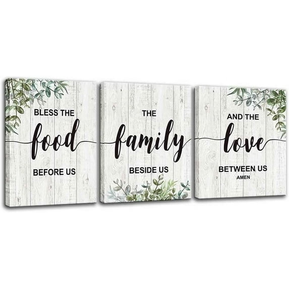Dining Room for Kitchen Wall Art Sign,Canvas Prints Bless The Food Before Us Wall Decoration,Rustic Farmhouse Home Living Room for Bedroom Wall Decor Hanging Artwork