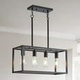 thumbnail image 1 of Dining Room Light Fixture 4 Light Black Farmhouse Chandelier Modern Kitchen  Pendant Lighting Rectangular  Lights for Kitchen Dining Room Adjustable Height  E26 Base, 1 of 6