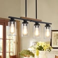 thumbnail image 1 of Dining Room Light Fixture Over Table,Farmhouse 4-Light Kitchen Island Lighting,Modern Wood Chandeliers for Dining Room with Adjustable Height,Industrial Black Kitchen Pendant Hanging Lights, 1 of 7