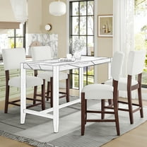 Dining Room Seating Mid Century Modern Bar Stools Set of 4, 40.4" Counter Stools with Back, Linen Upholstered Barstools with Solid Wood Legs Bar Chairs for Kitchen Island Dining Room, Beige,Kitchen D
