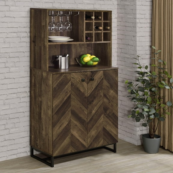 Dining Room Server, Harlie Rustic Oak 2-doors Wine Cabinet, Oak Sideboard For Dining Room,Engineered Wood Buffet For Dining Room, Furniture, Dining Furniture, Servers, Sideboards & Buffets Harlie Rus