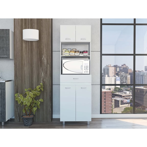 Dining Room Server Pembrooke 2-Shelf 1-Drawer Microwave Pantry Cabinet White,Sideboard For Dining Room