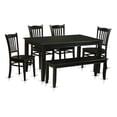 thumbnail image 1 of Dining Room Set - Dinette Table And Kitchen Dining Chairs-Finish:Black,Number of Items:6,Shape:Rectangular,Style:Wood Seat, 1 of 6
