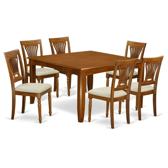 Dining Room Set-Dining Table And Wood Dining Chairs-Finish:Saddle Brown,Number of Items:7,Shape:Square,Style:Wood Seat