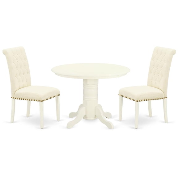 East West Furniture Dining Room Set Linen White, SHBR3-WHI-02