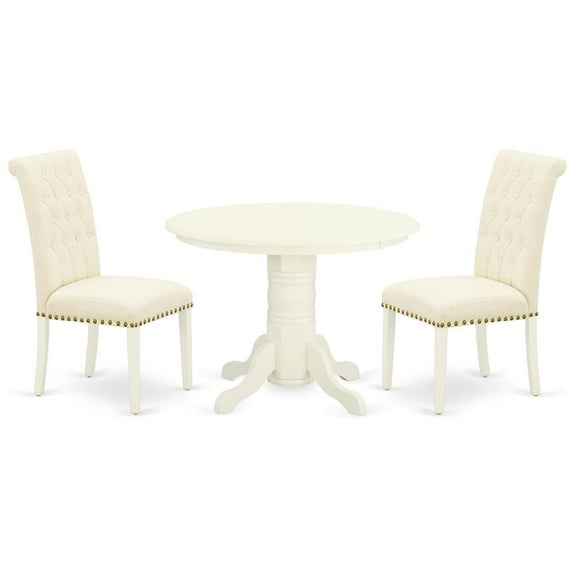 East West Furniture Dining Room Set Linen White, SHBR3-WHI-02