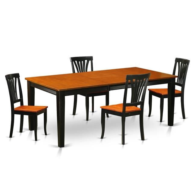 Dining Room Set - Table with 4 Wooden Chairs, Black & Cherry - 5 Piece ...