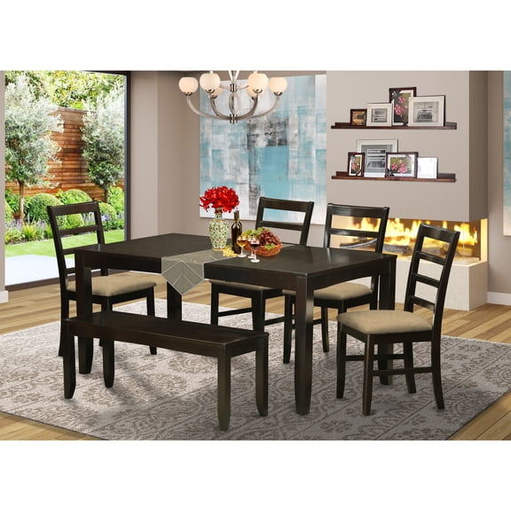 Dining Room Set - Table with Chairs - Eclectic Style - Cappuccino Finish - Kitchen Dinette Set