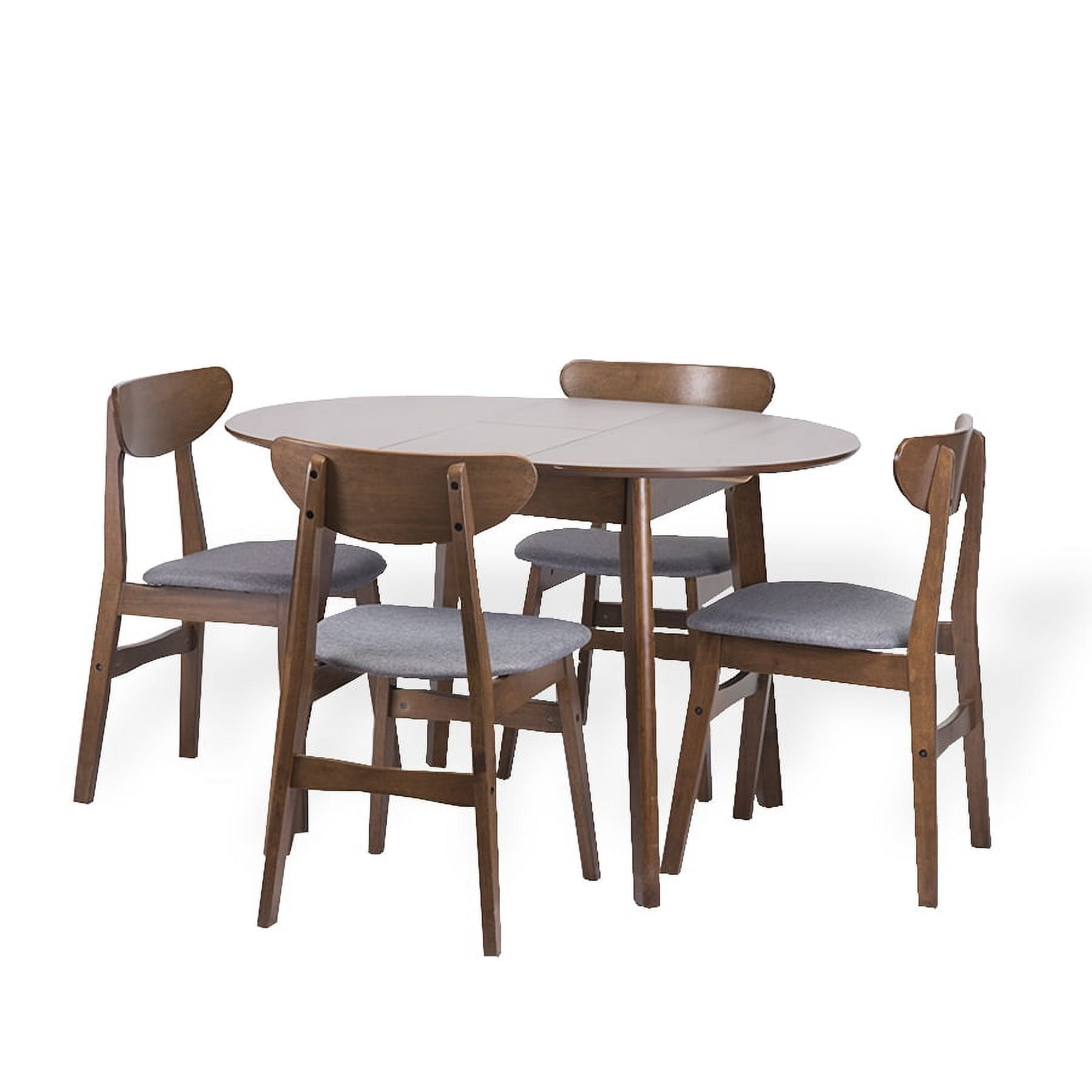 Yumiko 5-Piece Dining Room Set: Solid Wood Round Extendable Table & 4 ...