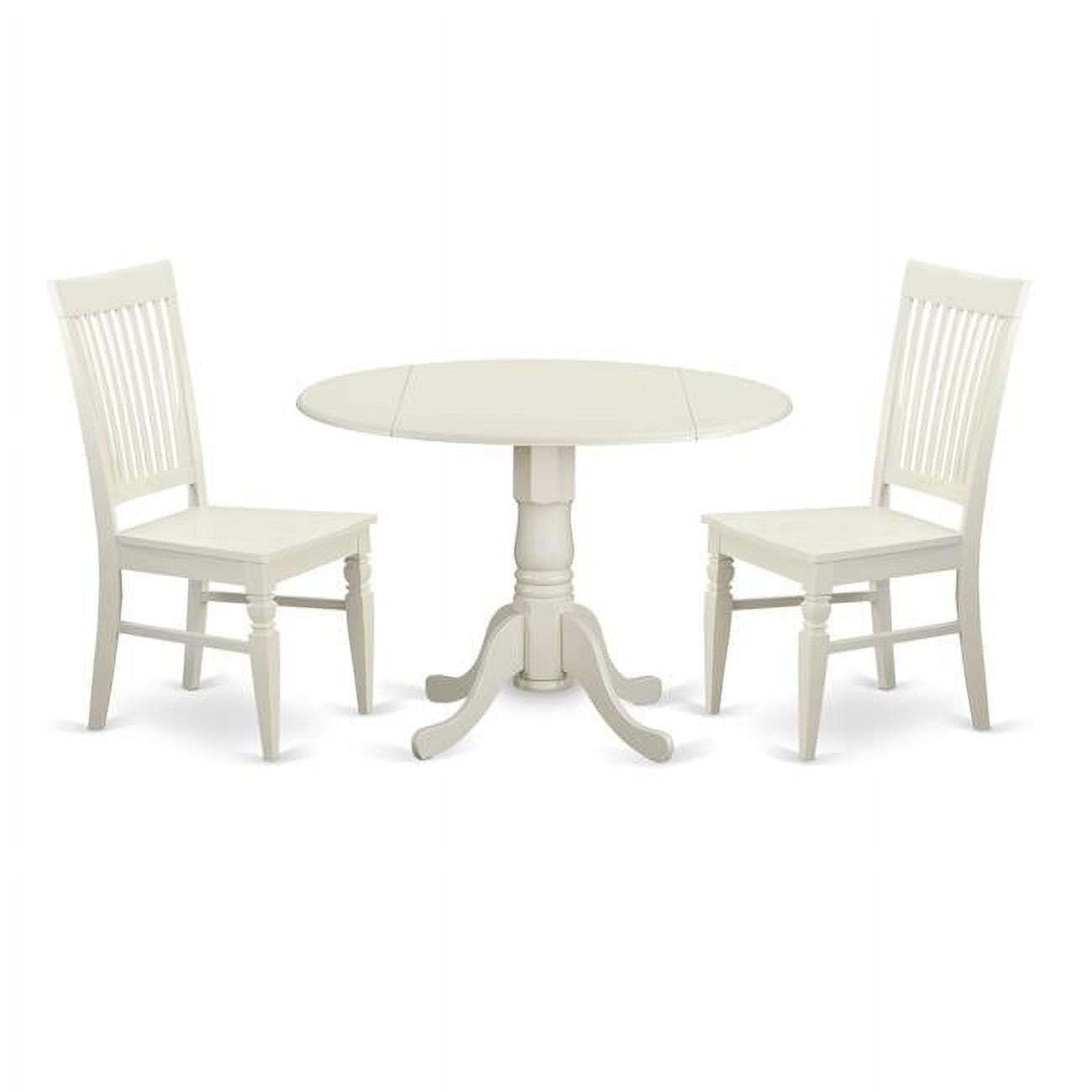 Linen White Solid Wood Round Dining Table Set with High Back Chairs