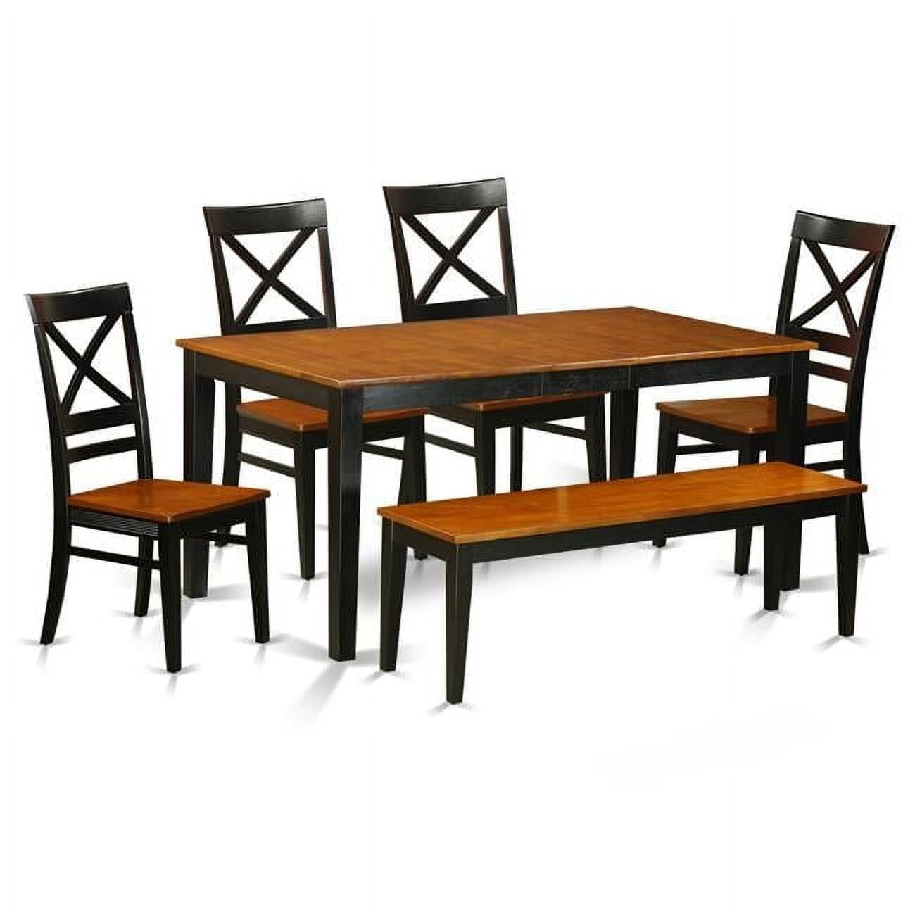 Dining Room Set with Kitchen Tables & 4 Chairs Plus Bench, Black & Cherry - 6 Piece - Walmart.com