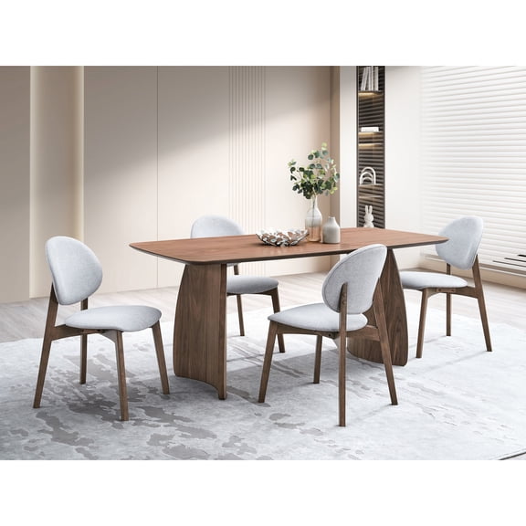 Dining Room Set with Matching Chairs | Ideal for Weekend Brunches | Walnut Finish and Linen | Ample Table Space