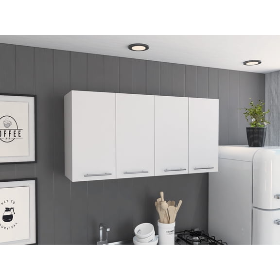 Dining Room Sideboards, Stockton Rectangle Four Swing Doors Wall Cabinet White, White Wooden Sideboards,Particle Board Wooden Servers, Furniture Dining Furniture Servers, Sideboards & Buffets