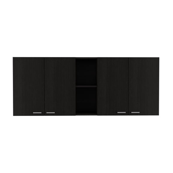Dining Room Sideboards, Winslow 150" Wall Cabinet, Four Doors, Two Divisions, Two Shelves, Black Wooden Sideboards,Particle Board Wooden Servers