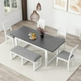 thumbnail image 1 of Dining Room Table Set for 6, 78" Extendable Rectangular Table with 18" Butterfly Leaf & 4 Upholstered Dining Chairs & Upholstered Bench, Modern Kitchen Table and Chairs, Grey, 1 of 9