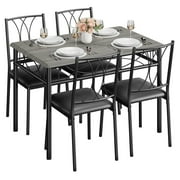 Dining Room Table Set Kitchen Table for 4, Wooden Kitchen Table and 4 Upholstered Chairs or 4 Metal and Wood Chairs