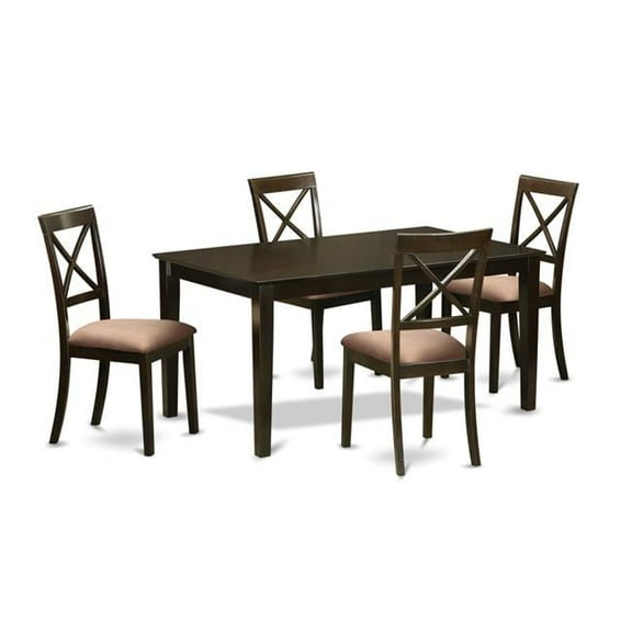 Dining Room Table Set - Solid Top Dining Table & 4 Microfiber Upholstery Dining Seat Chairs - 5 Piece