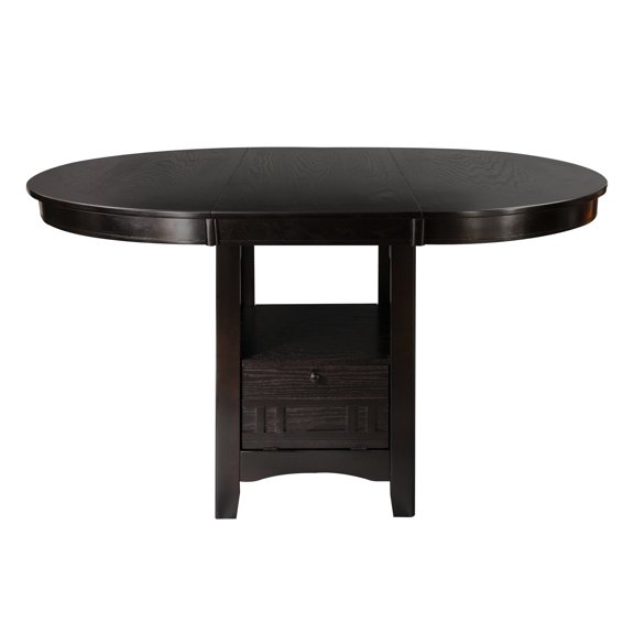 Dining Room Table with Storage | Dark Cherry Finish and Extension Function | Made of Solid Wood and Oak Veneer | Ideal for Casual Dining