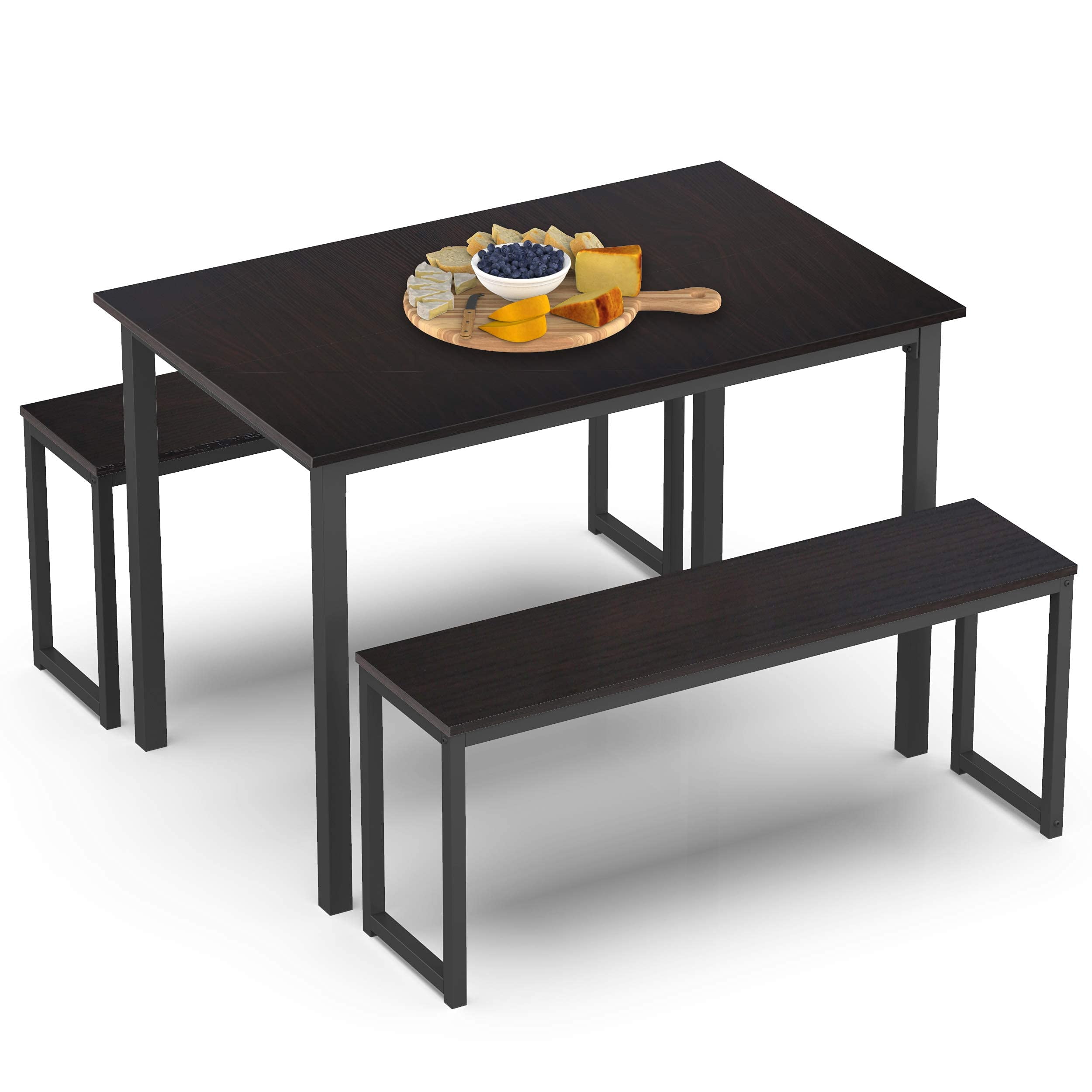 Dining Room Table with two bench Set, Modern Studio Kitchen Table Set 3