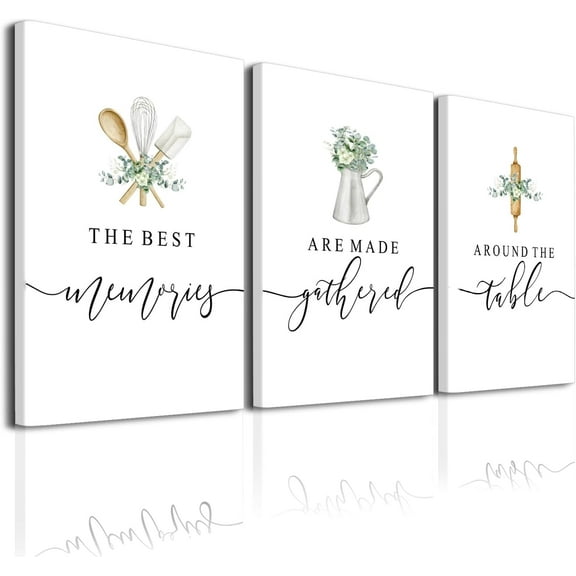 Dining Room Wall Art Decor - Kitchen Wall Decor Memories Around the Table Farmhouse Wall Decor Dining Room Decor Prints Signs 12x16”Framed (Green 02)