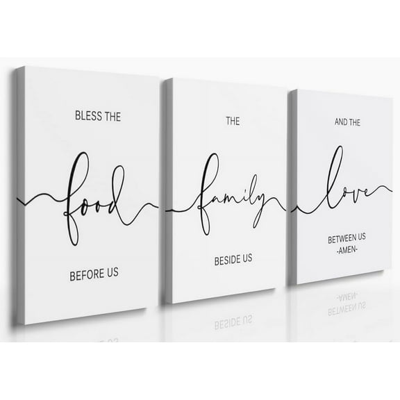 Dining Room Wall Decor Dining Room Decor Pictures for Kitchen Wall Art Sign Canvas Prints Bless the Food Before Us Wall Decoration,Rustic Farmhouse Home Living Room Bedroom Wall Decor 12"X16"