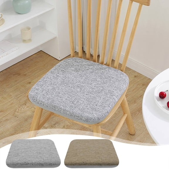 Dining Seat Cushion, 15.75x15.75 Inch Non-Slip Linen Chair Pad, Removable Cover, Coffee Color, Memory Foam Filling, for Kitchen, Office, Car - 1 Pack