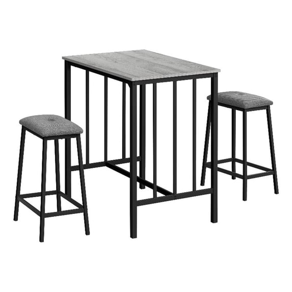 Dining Set - 3pcs Set - Counter Height - 36" Rectangular - Kitchen - Gray