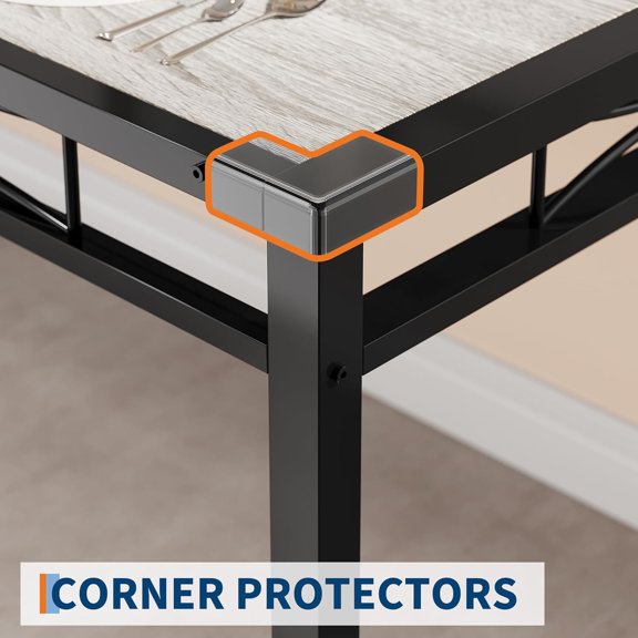 Dining Set for 4, Dining Room Set for 4 with Corner Protector, Wood Kitchen and Chairs Set of 4 with Upholstered Chairs for, Kitchen Room, Apartment, Retro Gray$$Furniture