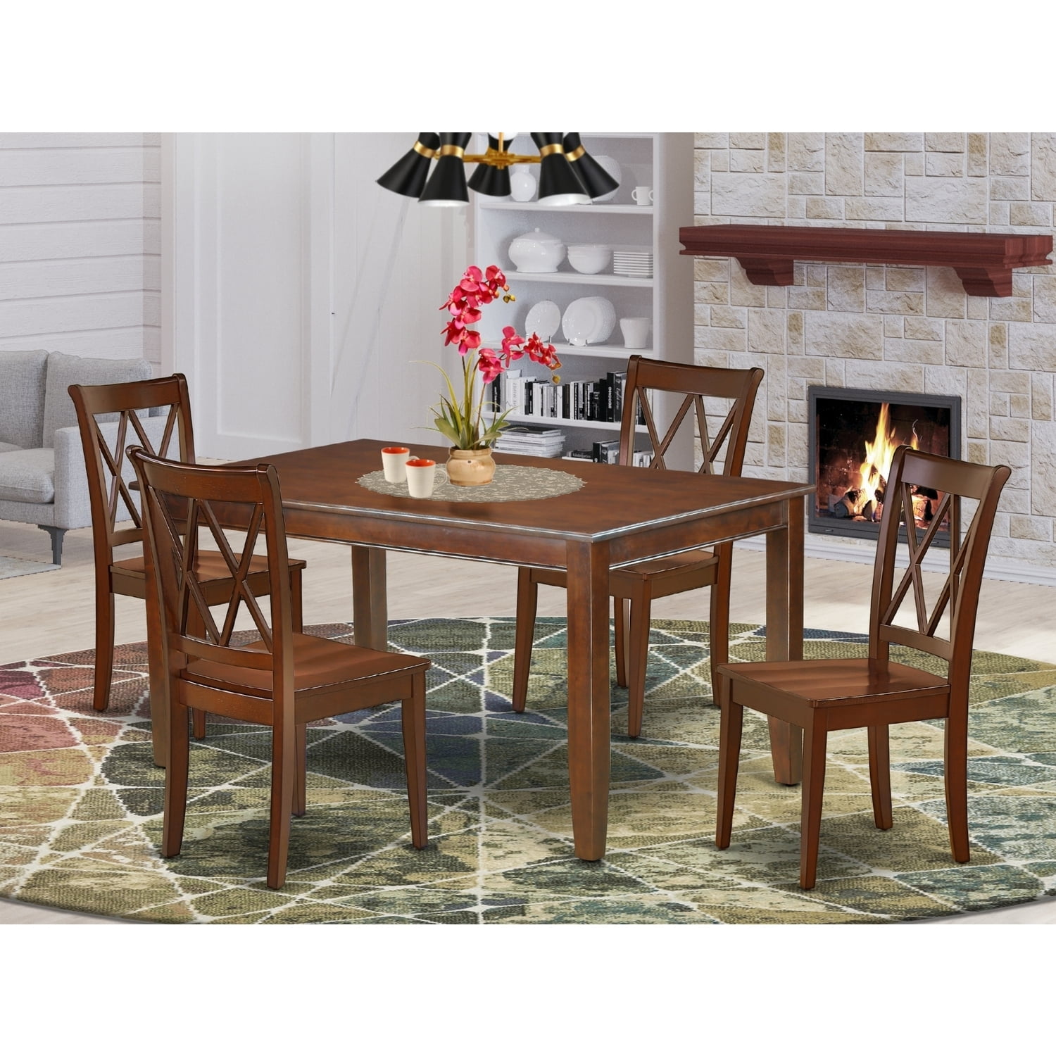 Dining Set 5 Piece - Rectangular Table & 4 Chairs - Modern Farmhouse ...
