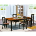 thumbnail image 1 of East West Furniture  5 Piece Kitchen Table Set for 4 Includes a Rectangle Table and 4 Dining Chairs, Black & Cherry(Seats Option) Black Faux Leather, 1 of 5