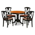 thumbnail image 1 of Dining Set Including 4 Faux Leather Chairs, Black & Cherry - 5 Piece, 1 of 1