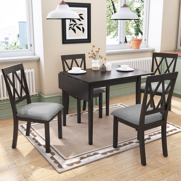 Walmart 5-Piece Dining Set, Acacia Wood Table & Chairs, Black