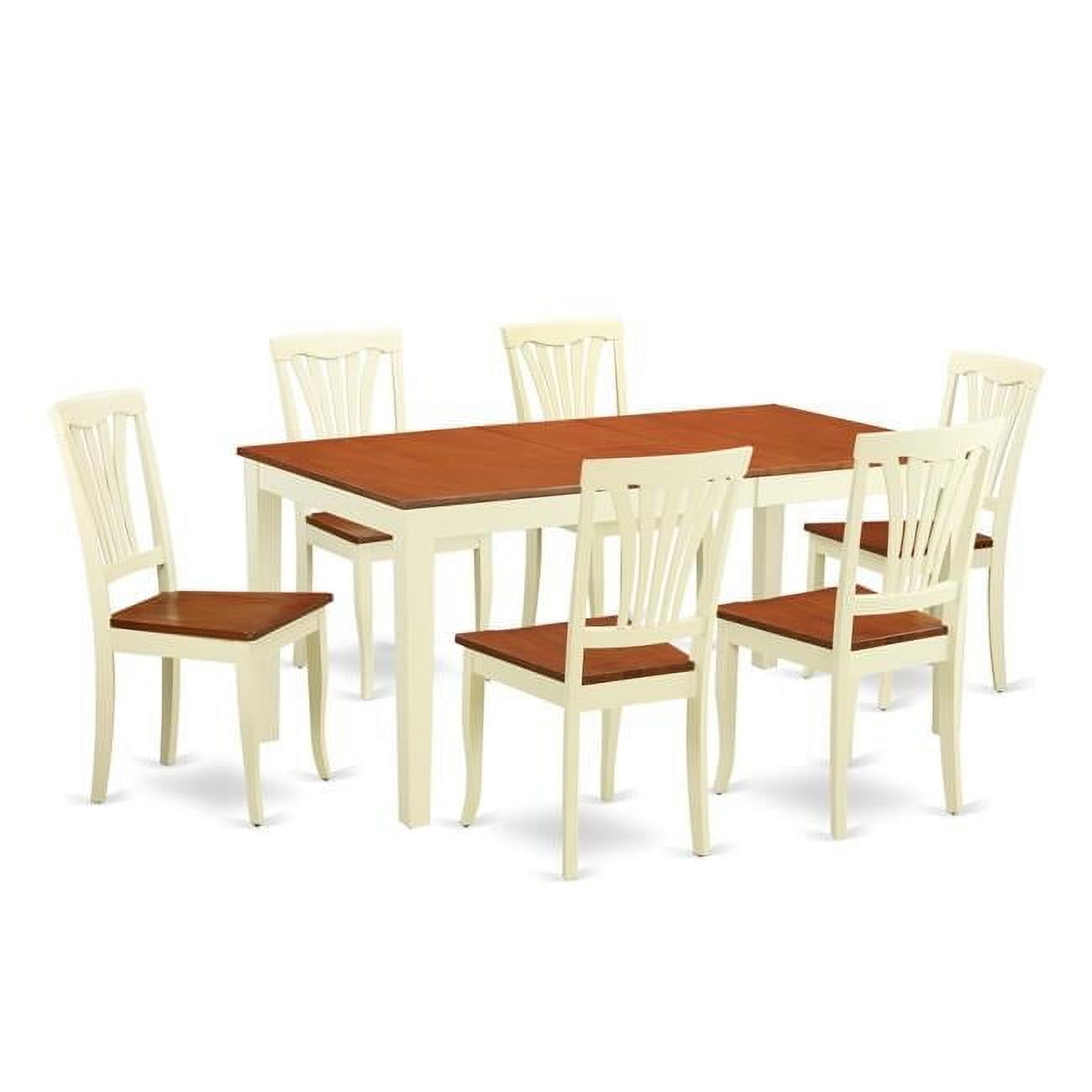 Dining Set - Kitchen Table & 6 Chairs, Buttermilk & Cherry - 7 Piece - Walmart.com
