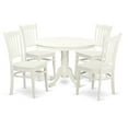 thumbnail image 1 of Dining Set - One Round Kitchen Table & 4 Chairs with Solid Wood Seat, Linen White - 5 Piece - 42 in., 1 of 1