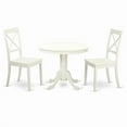 thumbnail image 1 of Dining Set - One Round Table & Two Solid Wood Chairs, Linen White - 3 Piece, 1 of 1