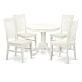 thumbnail image 1 of Dining Set - One Table & 4 Solid Wood Seat Chairs, Linen White - 5 Piece, 1 of 1