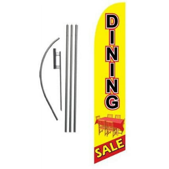 Dining Set Sale Advertising Feather Banner Swooper Flag Sign with Flag Pole Kit and Ground Stake