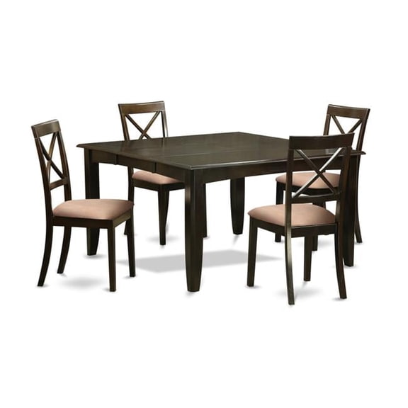 Dining Set - Square Dining Table with Leaf & 4 Chairs - 5 Piece
