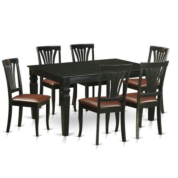 Dining Set - Table & 6 Chairs, Black - 7 Piece