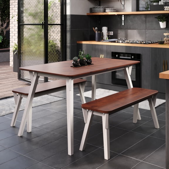 Dining Set White Distressed | Furniture Dash