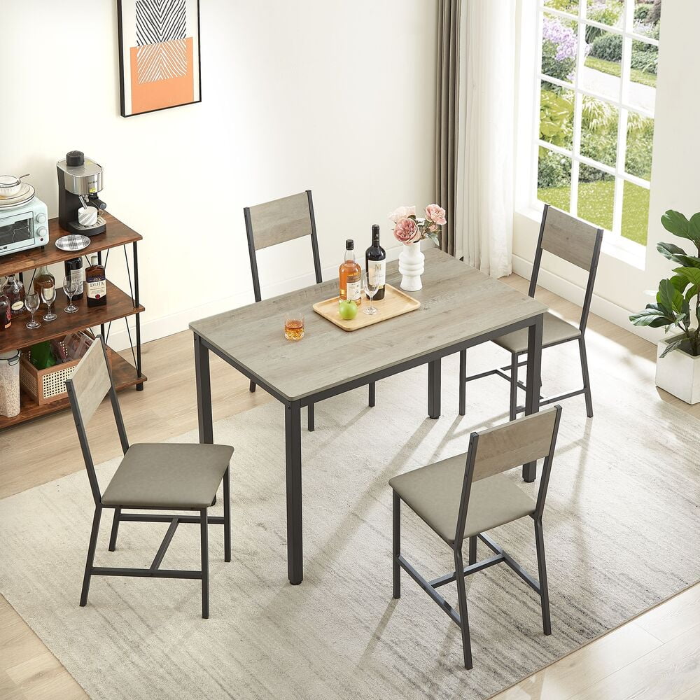 Dining Set for 5 Kitchen Rectangular Table with 4 Upholstered Chairs
