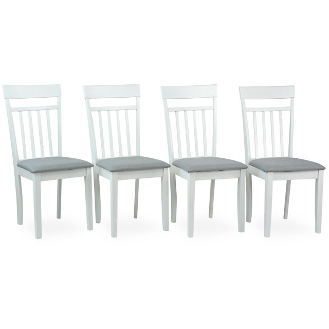 Wooden Four Dining Set Classic Style Solid White Kitchen Chairs with