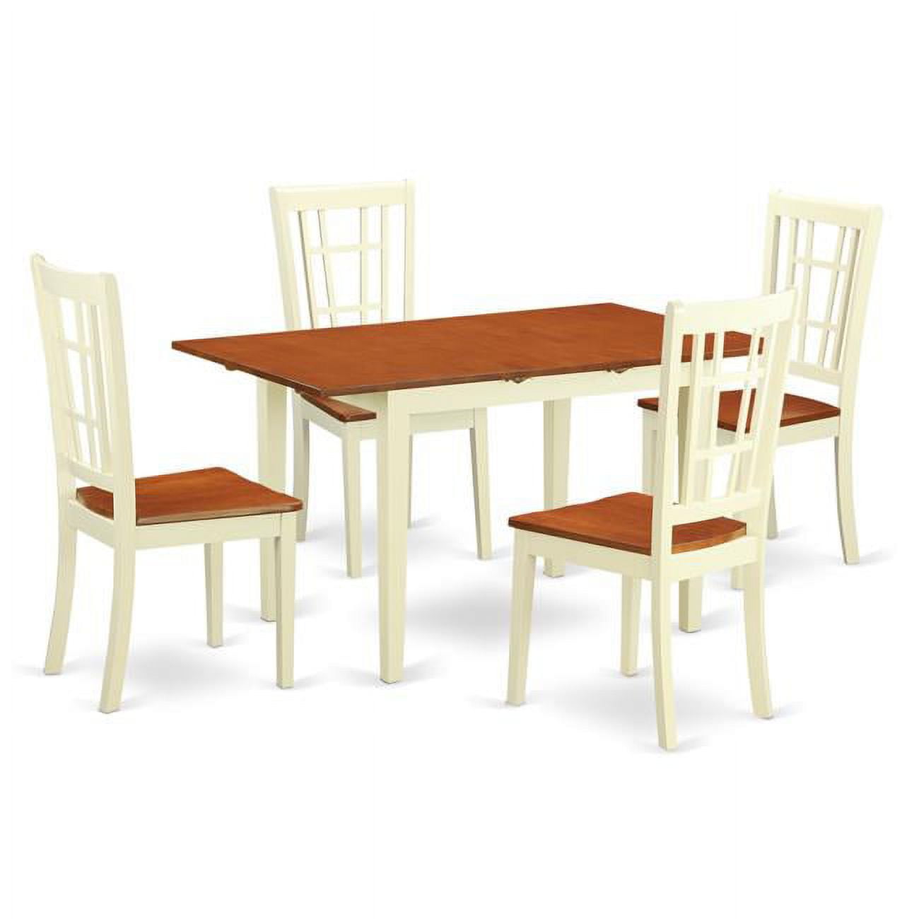 Dining Set with 4 Table & 4 Chairs, Buttermilk & Cherry - 5 Piece ...