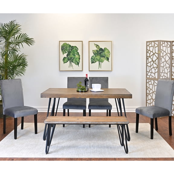 Dining Set with Chrome Nailhead Trim / Stylish and Comfortable Seating