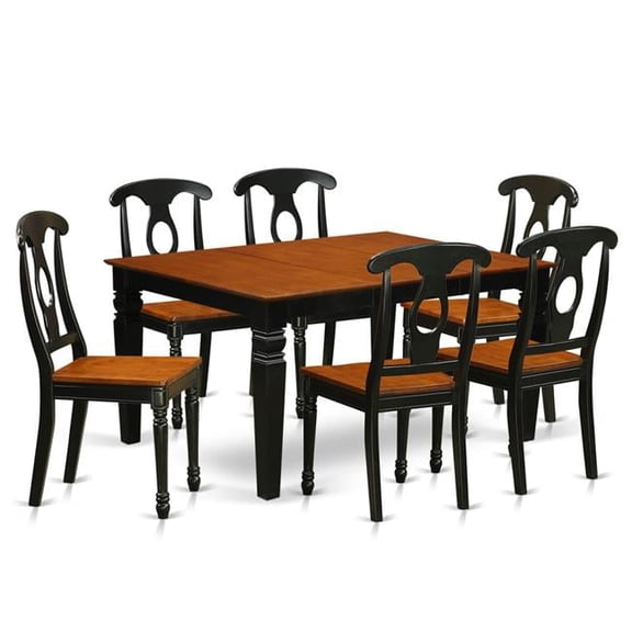 Dining Set with One Weston Kitchen Table & 6 Chairs, Luxurious Black - 7 Piece