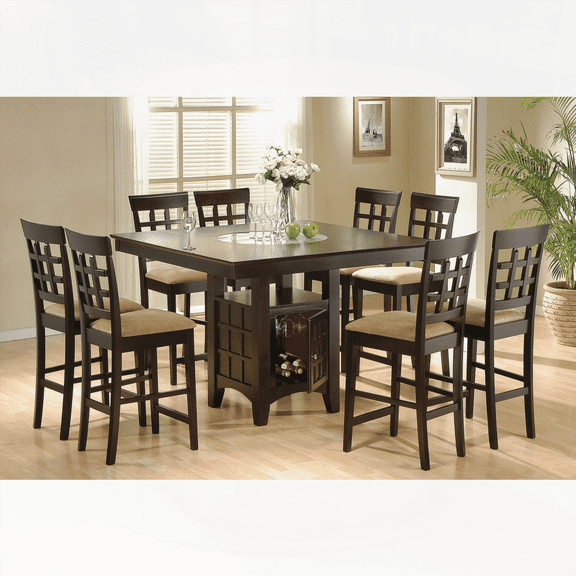[Dining Sets - Cappuccino Wood 9-Piece for Small Spaces with Easy Assembly]
