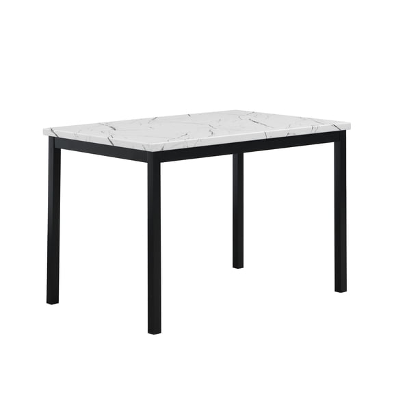 Dining Sets Citico Metal Dinette Set with Laminated Faux Marble Top, White Table with Red Chairs, 5-Piece,Wooden Dining Sets